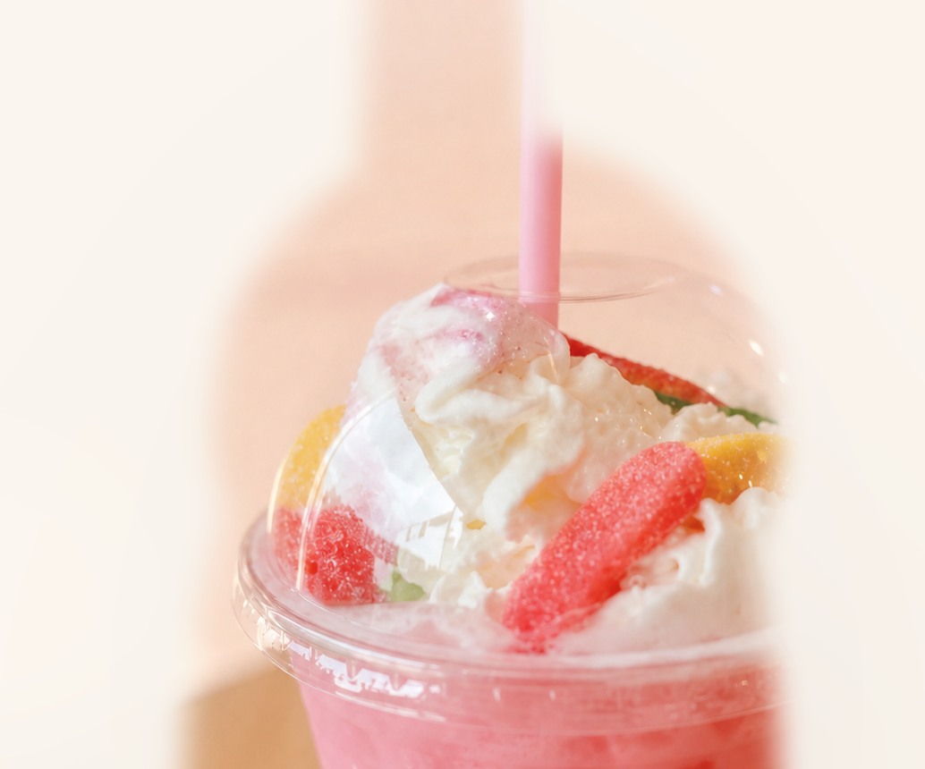 Pink Fancy Pop specialty soda with whipped topping